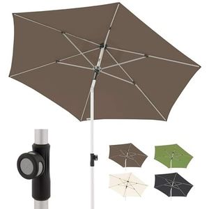 Doppler parasol rond Ø 220 cm in greige I Opvouwbare tuinparasol I Parasol met UV-bescherming 80+ I Aluminium parasol I Luifel van regenbestendig polyester
