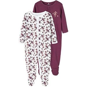 NAME IT Baby pyjama dubbelpak voor meisjes, biologisch katoen, Prune Purple, 50 cm