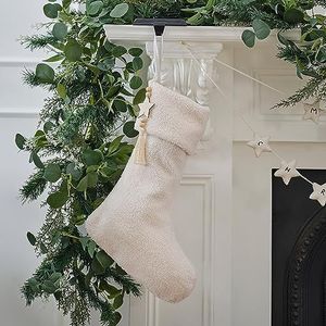 Ginger Ray Witte boucle kerstkous met charme open haard hangende decoratie