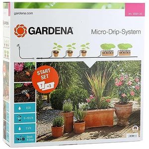 GARDENA startset voor bloempotten M: De praktische Micro-Drip-systeem startset voor 7 potplanten en 3 plantenbakken, waterbesparende automatische bewatering (13001-20)