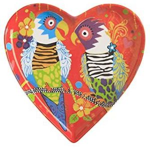 Maxwell & Williams Love Hearts Hartvormig Ontbijtbord met Tijgermotief, Porseleinen Gebaksbordje in Geschenkverpakking, Rood, 15,5 Centimeter