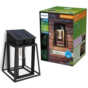 Philips Lysin UltraEfficient Buitenwandlamp op zonne-energie, Vervangbare solarlamp, Bewegingssensor, 2700K, Zwart, IP44