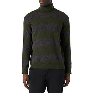 Sisley Mens L/S 103RT1013 sweater, groen en grijs gestreept 912, S