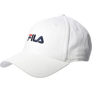 FILA Unisex Brasov 6 panelen met lineaire logo-strap, achterkant baseballpet, helder wit, één maat, wit (bright white), Eén maat
