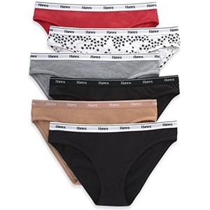 Hanes Dames Originals bikinibroekje, ademend elastisch katoenen ondergoed, gesorteerd, 6-pack, basiskleurenmix, medium, basiskleurenmix, medium, Basis Kleur Mix, M