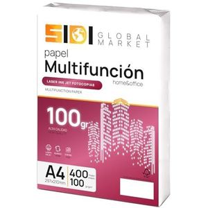 A4-papier, 100 g, printerpapier A4, verpakking voor school, werk of privégebruik, A4-vellen voor kopieerapparaat en multifunctioneel, extra wit, SIDI (400 uur, 100 g)