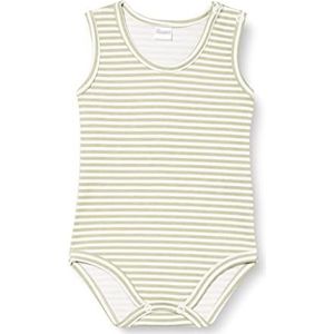 Pinokio Bodysuit mouwloos olijfgroen, 100% katoen, ecru olijfstrepen, jongens 62-92 (74), Olive Stripes Olivier, 74 cm