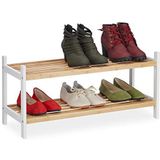 Relaxdays Schoenenrek 2 etages - opbergrek voor schoenen - houten schoenenkast- shoe rack