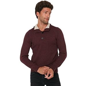 Trendyol Heren coltrui effen slanke trui sweatshirt, Bordeaux, XL