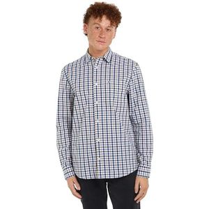Tommy Hilfiger TJM Reg Poplin geruit overhemd voor heren L/S, Wit Check, XS