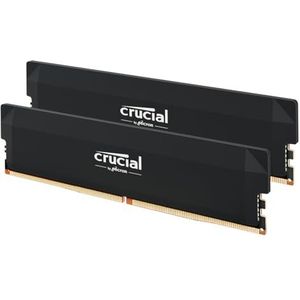 Crucial Pro RAM DDR5 32GB Kit (2x16GB) 6400MHz CL38, Gaminggeheugen Overklokken, Intel XMP 3.0 / AMD EXPO, Desktopgeheugen (PC), Zwart - CP2K16G64C38U5B