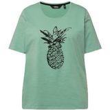 Ulla Popken - Shirt - Jade Groen/Zwart - Dierenprint - Katoen - Kwartmouw
