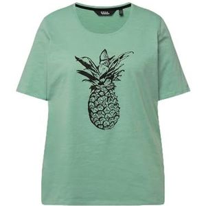 Ulla Popken - Shirt - Jade Groen/Zwart - Dierenprint - Katoen - Kwartmouw