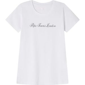 Pepe Jeans Dames W Basic Stretch Logo T-shirt, wit(wit), XL