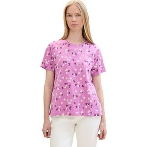 TOM TAILOR T-shirt voor dames, 35317 - Paars Offwhite Flower Design, XXS