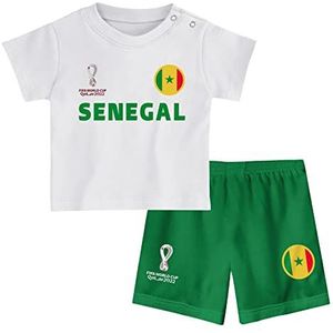 FIFA Unisex Kids Officiële Fifa World Cup 2022 Tee & Short Set - Senegal - Away Country Tee & Shorts Set (pak van 1), Kleur: wit, 12 Maanden