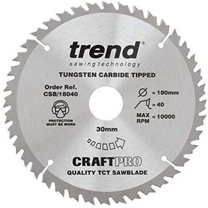 Trend Craft Pro zaagblad - 180mm diameter 30mm boring 40tooth TCT