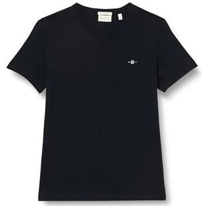 GANT Heren slim shield v-hals T-shirt, zwart, standaard, zwart, M