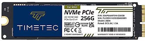 Timetec 256GB MAC SSD NVMe PCIe Gen3x4 3D NAND TLC Lezen tot 2.000 MB/s Compatibel met Apple MacBook Air (2013-2015, 2017), MacBook Pro (2013-2015), iMac (2013-2019), Mac Pro (2013), MacMini (2014)