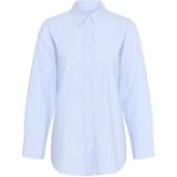 Part Two - Blouse - Blauw - Katoen - Lange Mouwen - Subtiele Streepjesprint