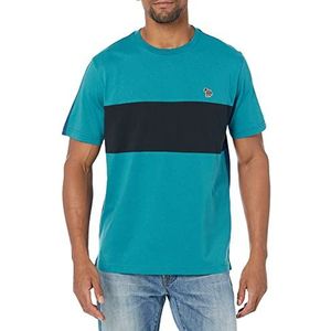 Paul Smith PS Heren Block Panel Ss T-shirt Zebra T-shirt, Petrol Blauw, S, Benzine blauw, S