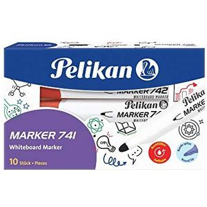 Pelikan 817998 whiteboard-marker 741 met ronde lont, rood, 10 stuks in vouwdoos