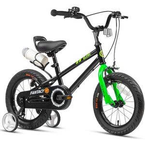 Glerc Kinderfiets 12 inch fiets met steunwielen en flessenhouder voor jongens en meisjes van 1 2 3 4 jaar, zwart