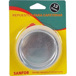 Sanfor Rubberen afdichtingen + filter voor Italiaanse koffiezetapparaten, 12 kopjes, rubber wit, aluminium, 92 x 75 x 8 mm