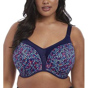 Elomi Women's Plus Size Energise Underwire Sports Bra with Racerback Conversion, Navy geo, 34K