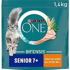 PURINA ONE BIFENSIS SENIOR 7+ kattenvoer droog, rijk aan kip, 6-pack (6 x 1,5 kg)