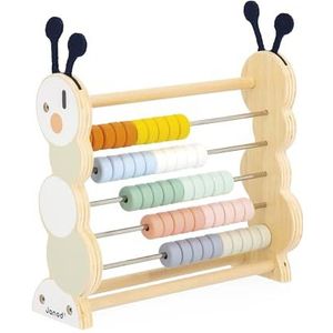 Janod Abacus van hout, 50 kleurrijke kralen, speelgoed voor ontwikkeling, FSC-gecertificeerd hout en lak op waterbasis, vanaf 18 maanden, J04014, J04014