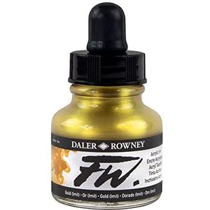 Daler-Rowney FW acryl inkt, glazen fles met druppelaar, 1 oz - 29,5 ml, goud imitatie