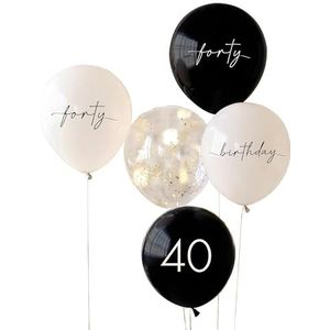Ginger Ray CN-110 Ballon Bundel-40e Verjaardag Chroom, Naakt, Zwart, Crème, Champagne