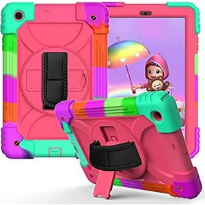 Beschermhoes voor Samsung Galaxy Tab A10.1 met 3-in-1 [Soft & Hard] robuuste stootvaste hoes, schokbestendig, anti-slip kleurrijke roze