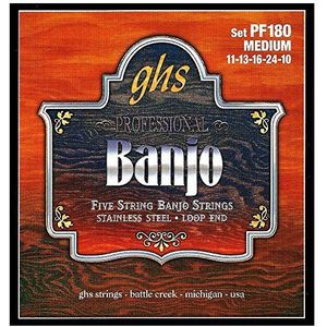 GHS BANJO - RVS String Set - 5-String - PF180 - Medium