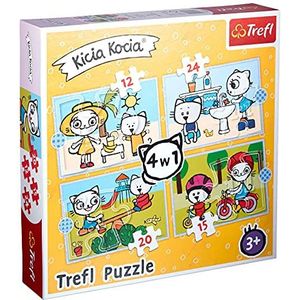 Trefl, Puzzel, de dag van de Kicia Kocia, katje Kicia Kocia, van 12 tot 24 delen, 4 sets, voor kinderen vanaf 3 jaar