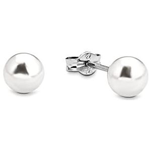 Amor Stud Earrings 925 Sterling Zilveren Dames Oorbellen, Met Wax Bead, 6 cm, Zilver, Wordt Geleverd In Sieraden Geschenkverpakking, 9062904