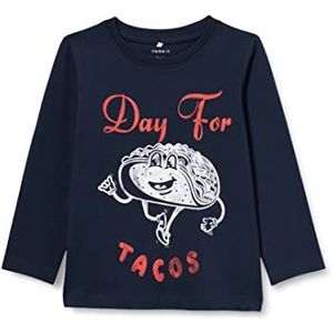 NAME IT Jongens Nmmdonni Ls Top Box T-shirt, Dark Sapphire, 92