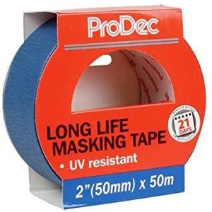 ProDec 2 inch x 50 m Long Life hitte- en UV-bestendig Multi Surface schilders afplakband voor scherpe verflijnen voor binnenschilderwerk en decoratie, compatibel met alle verven, 2"" 50mm breed