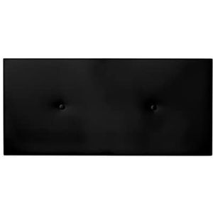 Duérmete Online Hoofdbord Premium, gewatteerd, model Mailan, overtrek van hoogwaardig kunstleer, inclusief beslag en schroeven, hout, zwart, 90 x 60 cm (bed met 80 cm)