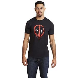 Marvel Heren Deadpool Paint Logo T-shirt, Zwart, XL