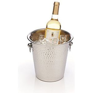 BarCraft Luxe roestvrijstalen wijn/champagnekoelemmer, 21 x 20,5 x 21 cm (8,5"" x 8"" x 8,5"") - gehamerde afwerking
