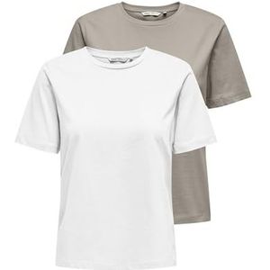 Onlonly S/S Tee Noos 2 Pack, Zilvervoering., M