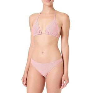 Bikini-set, gestreepte stof in reliëflook, Oranje/Wit, 36