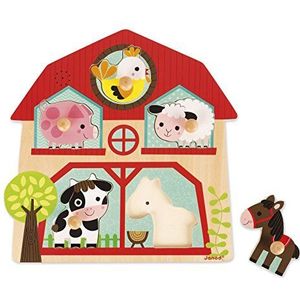 Janod J07079 Wooden Musical Puzzle, The Friends of The Farm