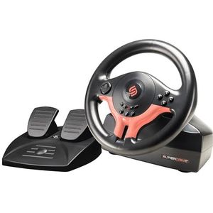 Subsonic - Superdrive SV250-S-stuurwiel - Switch 2 / Switch-racestuurwiel. 180° draaibaar, met pedalen en schakelflippers op het stuurwiel - Red Edition