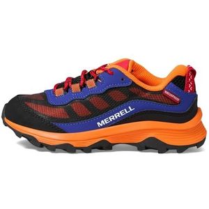Merrell Moab Speed Low WTRPF wandelschoen voor kinderen, uniseks, blauw, zwart, oranje, 34 EU