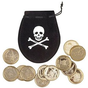 Boland 74300 piratenzakjes met 12 gouden munten, uniseks, zwart, één maat