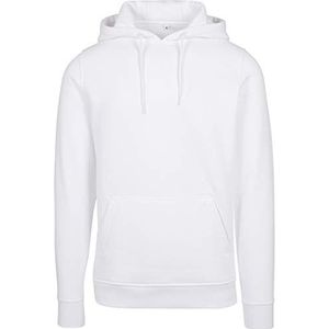 Build Your Brand Heren capuchontrui Heavy Hoody voor mannen, effen met kangoeroezak en trekkoorden, maat XS tot 5XL, verkrijgbaar in vele kleuren, wit, 5XL