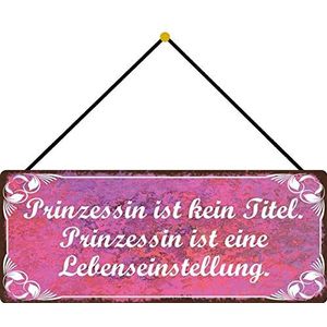 Schatzmix Spreuk Prinses is ein Lebensinstelling Deko 27x10 met koord metalen bord, blik, meerkleurig, 27x10 cm